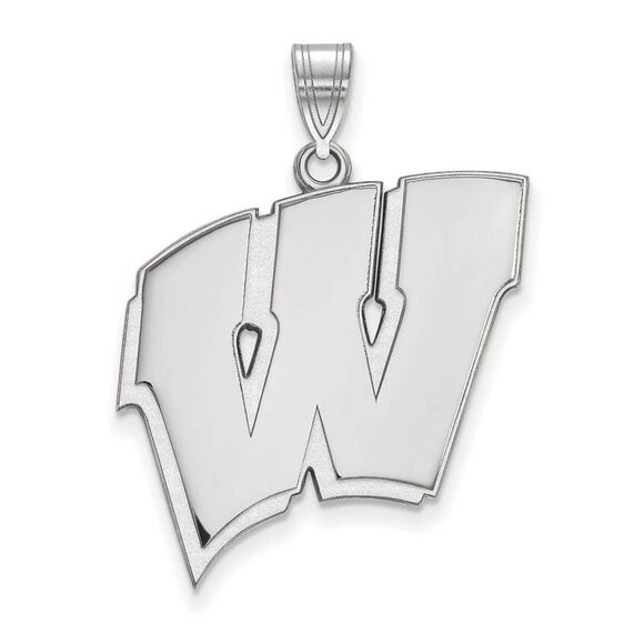 10k White Gold U. of Wisconsin XL Initial W Pendant